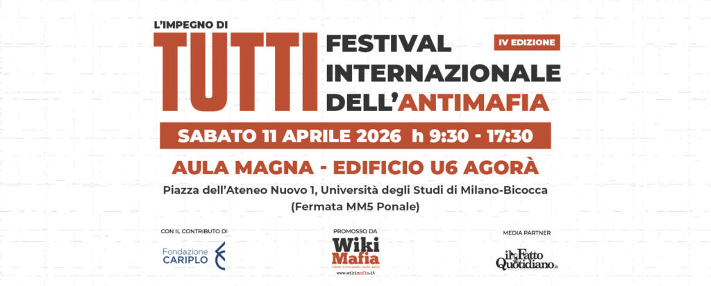 Cover grafica 4° edizione 2026 rettangolare programma festival internazionale dell'antimafia IV edizione